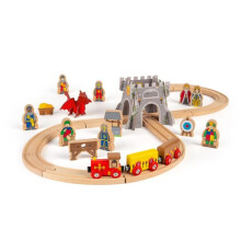 caixa de trem de madeira aventura medieval - circuito ferroviário de brinquedo