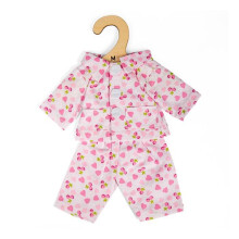Conjunto de pijama para boneca - BIGJIGS - Médio (30 cm) - Rosa - Estampa de cerejas e corações - Tecido macio lavável