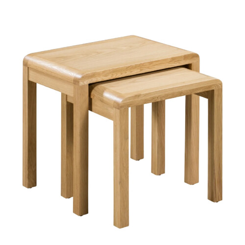 Curve Oak Nest Of 2 Tables 1