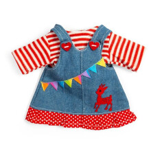 Vestido para boneca - BIGJIGS - Vestido tipo jardineira em jeans - Denim azul - Para bonecas de 25 cm - Lavável