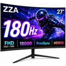 27 Inch Curved Gaming Monitor, 180Hz PC Monitor, Full HD 1920x1080 Computer Monitor, 1800R Curved VA Display, 1ms MPRT, Adaptive Sync,