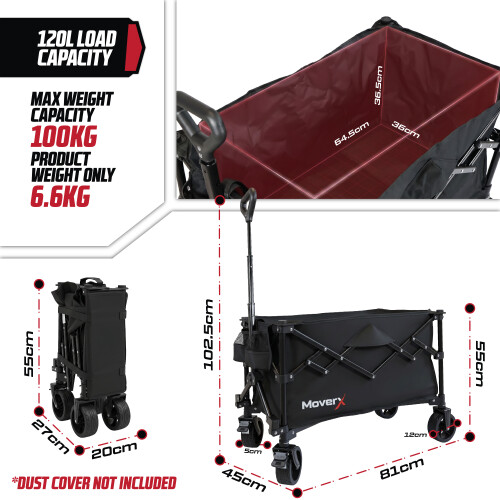 MoverX 120L/100kg Folding Camping Trolley 2