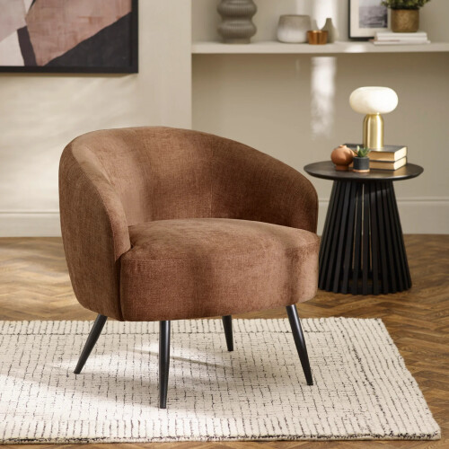 Dahlia Rust Brown Linen Upholstered Accent Chair