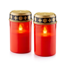 GEEZY LED Grave Candle Memorial Cemetery Decorative Flickering Candle Light Set of 2