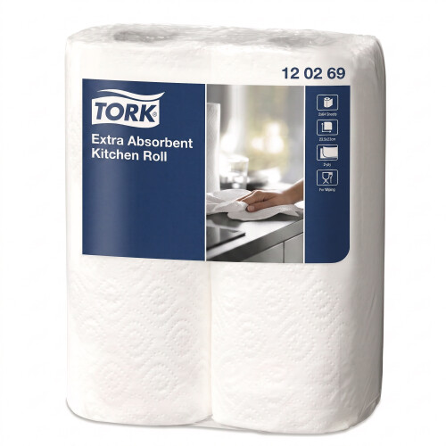 GEEZY GEEZY Kitchen Paper Towel Rolls 2-Ply 64 Sheets Absorbent Cleaning Tissues 2 Pack
