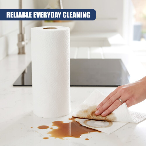 GEEZY GEEZY Kitchen Paper Towel Rolls 2-Ply 64 Sheets Absorbent Cleaning Tissues 2 Pack 2