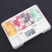 4-vaks pillendoos, medicijnopbergdoos, elektronische timer, medicijndoos met alarm, pillenorganizer, pillencontainer