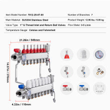 SucceBuy Collecteur de Chauffage au Sol, Acier Inoxydable SUS304, 7 Branches, Débit 5L/min