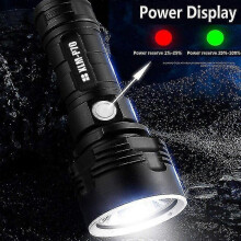 XLM-P70 50W 100.000 Lumen Max Wasserdichte Taschenlampe, 26650 6800mAh USB-aufladbar, 3 Modi für Camping/Wandern/Notfall