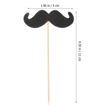 40 adornos divertidos para tartas con forma de bigote, ideales para fiestas de cumpleaños y reuniones (negro).