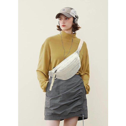Τσάντα ώμου Crossbody από κοτλέ, τσάντες στήθους με πολλές τσέπες και φερμουά 1