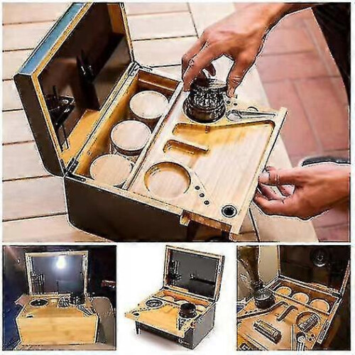 Bamboo storage box with removable tray Removable divider Storage box with lock 1