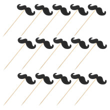 40pcs Moustache Cake Topper Funny Baking Decor Insert for Birthday Party Gathering (Black)