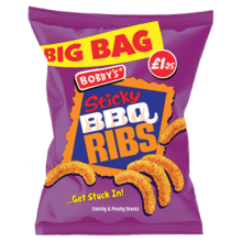 15x Bobby's Potato Sticky BBQ Ribs Crisps 69g Bag