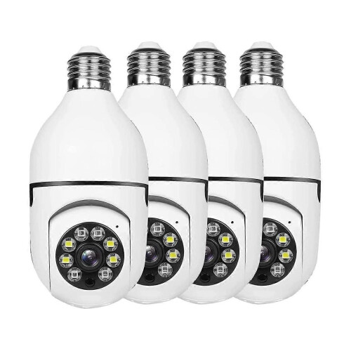 4 Pack Light Bulb Security Camera Outdoor,2.4G Wifi Light Socket Security Camera,Security Camera Light Bulb Outdoor