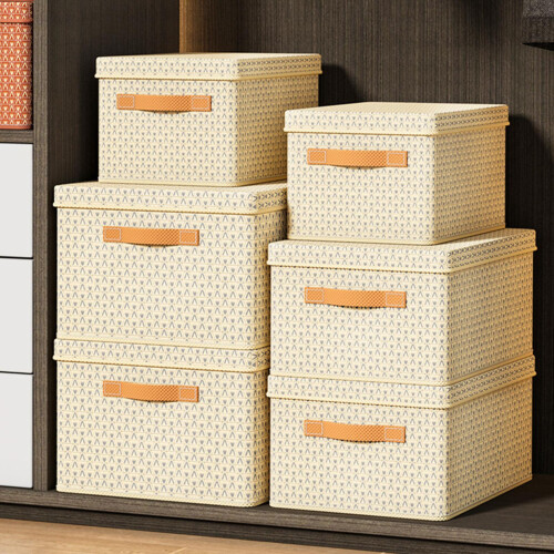 Foldable Fabric Storage Baskets With Handles Organizing Boxes(36*25*20cm) 1