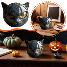 Natural Gemstone Golden Obsidian Sleeping Cat Animal Crafts Figurine Home/Office/Room Decor Gifts