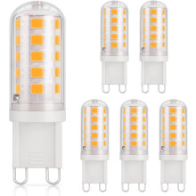 G9 LED žiarovka 3W ekvivalent 30W halogénovej žiarovky, teplá biela 2700K 380LM bez blikania AC/DC 220-240V, balenie 6 kusov