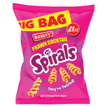 15x Bobby's Spirals Prawn Cocktail Crisps 63g Bags