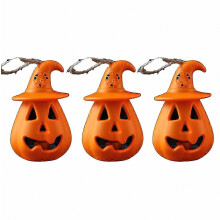 Confezione da 3 luci a LED a forma di zucca per Halloween, portatili con cappello da strega e fantasma, decorazioni luminose per feste e casa