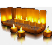 Confezione da 12 candele LED ricaricabili con supporto, candela elettrica senza fiamma effetto tremolante per Natale, matrimoni e feste interne