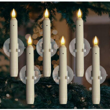 6 pezzi di candele da finestra color avorio a strisce con sensore crepuscolare, ventose e alimentazione a batteria, candele LED senza fiamma per Nat