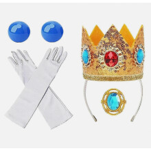 6er-Set Kinder-Prinzessinnenkrone, Handschuhe und Verkleidungszubehör für Mädchen, pfirsichfarben, für Partys und Rollenspiele