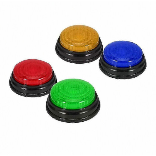 4 Pack Interactive Buzzers for Trivia and Classroom Games, Light Up Answer Buttons with Sound Alerts, Durable Plastic