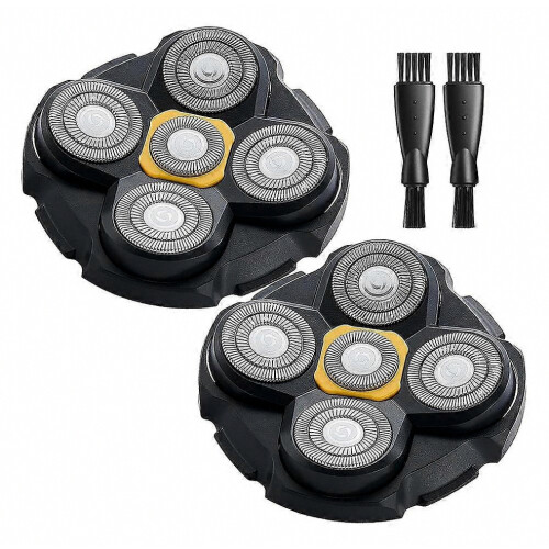 2PCS Head Shaver Replacement Heads with 2 Cleaning Brushes for Titanium Shavers, Smooth Close Shave, Easy Maintenance