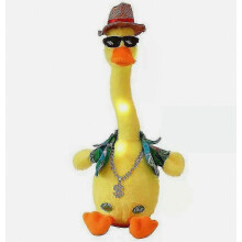 Peluche Anatra Interattiva che Danza e Canta, con Registrazione, Luci e 120 Canzoni, Giocattolo Morbido per Bambini