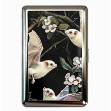Vintage metalen kaarthouder met kaartsleuven en geldclip, slanke roestvrijstalen sigarettenkoker voor mannen en vrouwen, art-deco ontwerp