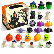 24 pezzi di giocattoli morbidi di Halloween, scheletri, fantasmi e zucche elastici, simpatici regalini per sacchetti di dolcetto o scherzetto, feste