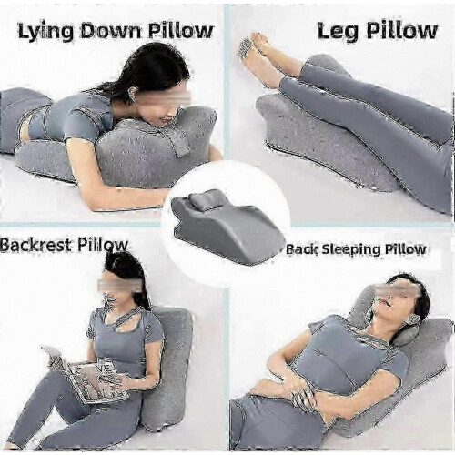 Memory Foam Leg Elevation Pillow for Couples, Ergonomic 27 Degree Wedge Back Support, Non Slip Base, Breathable Cover 2