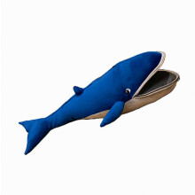 Lebensechtes Blauwal Plüschtier mit offenem Maul, Kuscheltier für Kinder, ideal für Schlafenszeit und Vorlesestunden, weich und detailreich