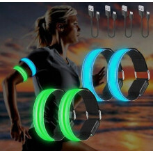 Bracciale luminoso a LED ricaricabile tramite USB, riflettente, regolabile, con luce lampeggiante, confezione da 4, per corsa, ciclismo e attività n