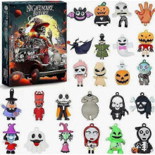 Adventskalender voor Kerstmis en Halloween, 24 verrassingsfiguren met skelet en horror, verzamelset speelgoed als cadeau
