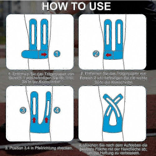 10-Pack Blue Precut Kinesiology Tape for Knee Support, Waterproof, Elastic and Breathable for Active Use 1