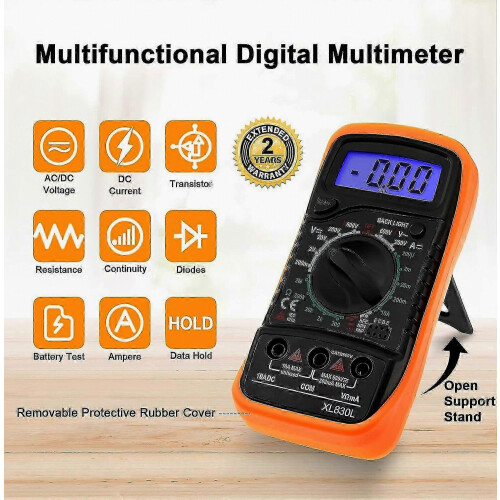 Digital Multimeter Voltmeter Battery Voltage Meter with Test Leads, Backlit LCD Display, Portable Handheld Tester for Electrical Measureme 1