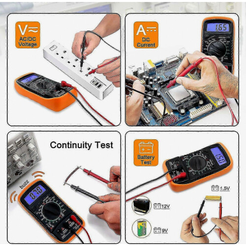 Digital Multimeter Voltmeter Battery Voltage Meter with Test Leads, Backlit LCD Display, Portable Handheld Tester for Electrical Measureme 2