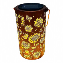 Solar Powered Sunflower Metal Lantern for Garden, Pathway and Table Decor, Colorful Light Projection