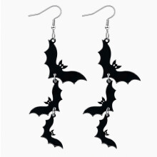 Halloween Ohrringe zum Hängen aus Acryl mit Fledermaus-, Kürbis- und Skelettmotiv für Damen, Party und Kostüme