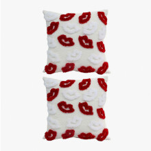 Valentine’s Day Red Plush Lips Cushion Cover Soft Decorative Throw Pillow Case for Sofa Bed and Home Anniversary Decor
