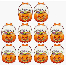 10 bolsas de dulces de Halloween transparentes para fiestas, celebraciones, escuela, hogar y exterior, bolsitas festivas para caramelos y regalos