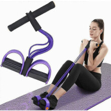 Corda elastica multifunzione a 6 tubi per yoga e allenamento, in lattice naturale, con pedali per esercizi di resistenza, adatta a casa e palestra