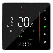 WiFi inteligentný termostat na reguláciu teploty, týždenne programovateľný, dotykové ovládanie, čierny, 3 A