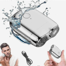 Wasserdichter Mini-Elektrorasierer für Herren, kabellos, per USB wiederaufladbar, Doppelklingen-Design