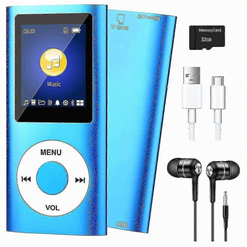 Φορητό MP3 Player με Bluetooth 5.0, κάρτα μνήμης 32 GB, ραδιόφωνο FM και ακουστικά HiFi για μουσική