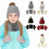 Set da 3 pezzi per bambini con cappello, sciarpa e guanti, in tessuto spesso e caldo, cappello senza tesa con decorazione a pallina, sciarpa lunga e 2