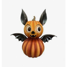 Halloween-Grusel-Dekoration mit Kürbisform: Hübsche Heimdekoration aus Kunstharz mit Fledermaus-Ornamenten