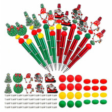 Weihnachts-Perlenstifte mit 12 Silikon- Abstandshaltern in Weihnachtsmann-Form für Schulveranstaltungen und Kinderbastelprojekte